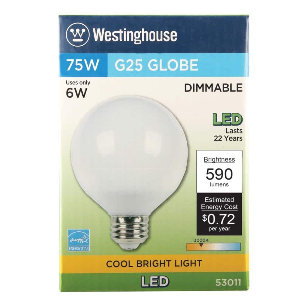 White Frosted Dimmable LED Globe Light Bulb