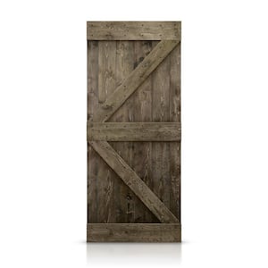 K Series 30 in. x 84 in. Pre Assembled Solid Pine Espresso Stained Wood Interior Sliding Barn Door Slab