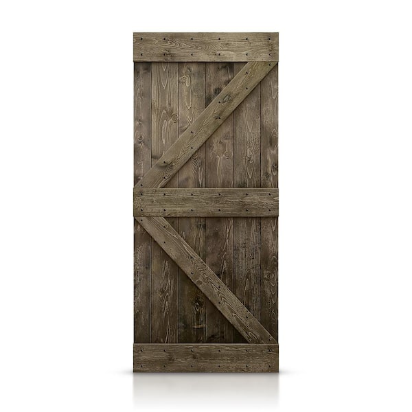 CALHOME K Series 38 in. x 84 in. Pre-Assembled Espresso Stained Solid Pine Wood Interior Sliding Barn Door Slab