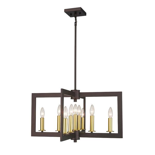OVE Decors Napoleon I 9-Light Brass and Oil Rubbed Bronze 25 in. LED Chandelier