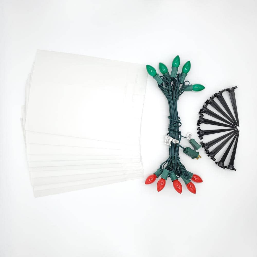 Festive Red and Green Electric Luminaria Kit - Set of 10