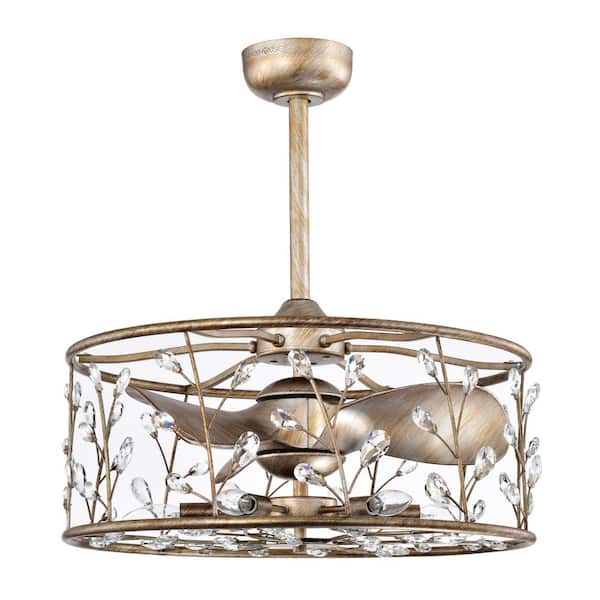 Onyx 24.4 in. 6-Light Indoor Antique Gold Finish Ceiling Fan with Light Kit and Remote