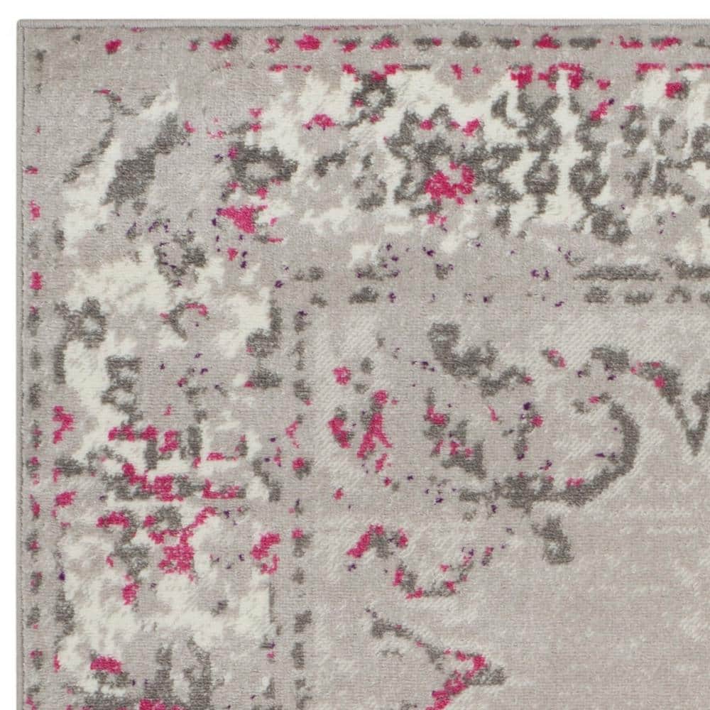 Gray and Pink Medallion 6' x 9' Reversible Area Rug