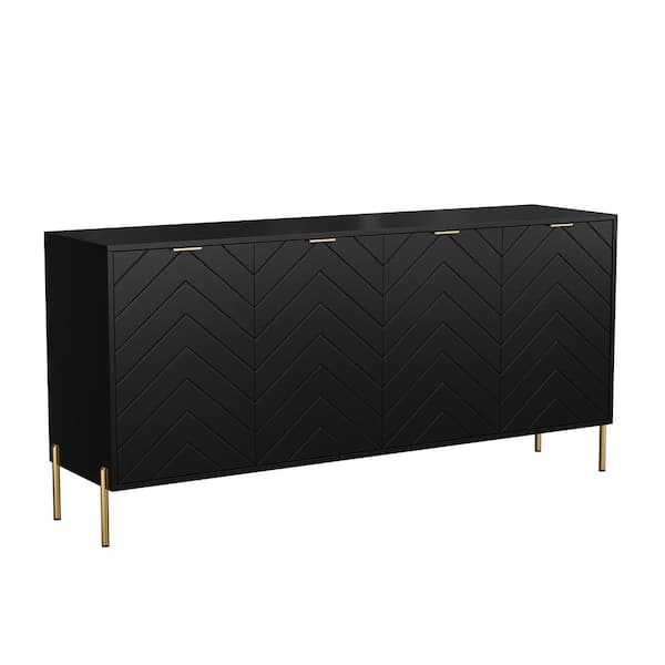 Clihome Black 30.12 in. H Storage Cabinet with Adjustable Shelves