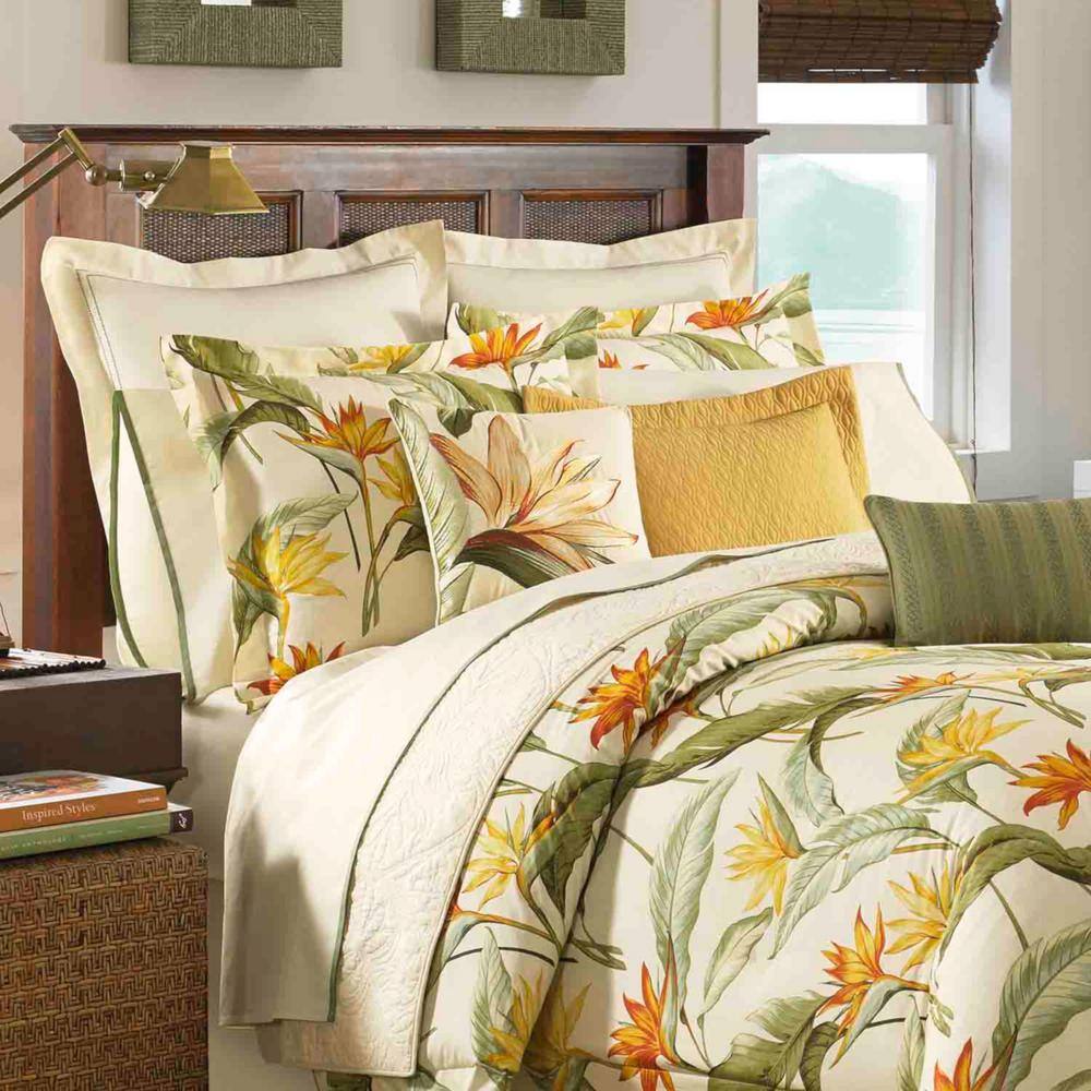 Tommy Bahama Birds of Paradise 3-Piece White Botanical Cotton King Comforter Set - 2