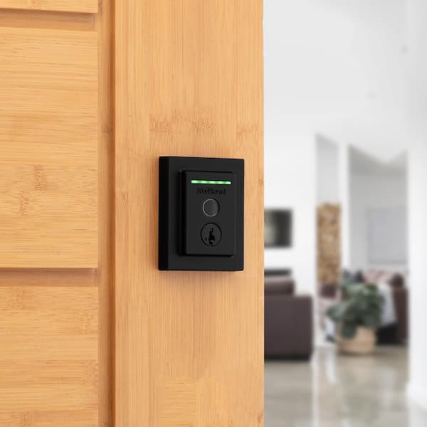 HALO Touch Matte Black Contemporary Fingerprint WiFi Elec Smart Lock Deadbolt Feat SmartKey Security and Halifax Handle