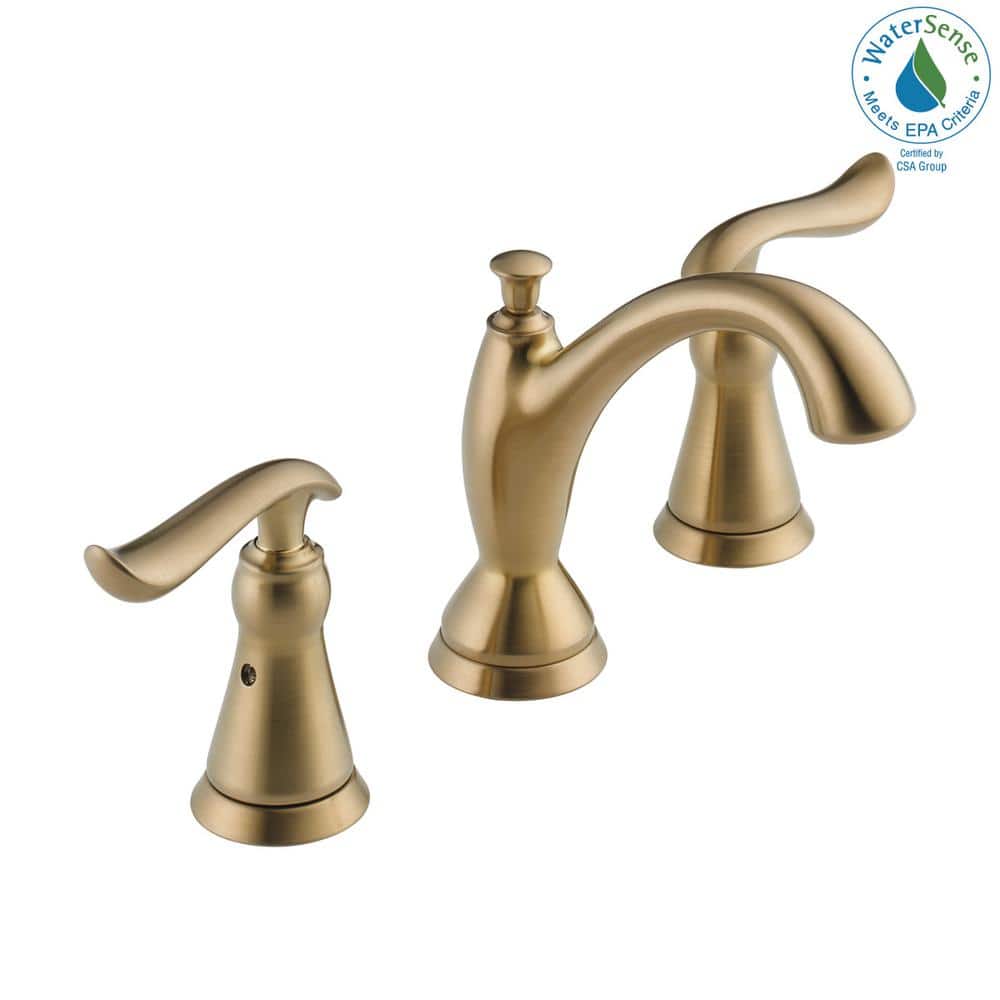Champagne Bronze Widespread Bathroom Faucet with Metal Handles