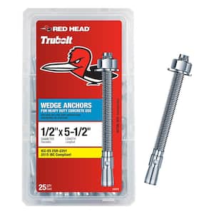 1/2 in. x 5-1/2 in. Zinc Steel Hex-Nut-Head Solid Concrete Wedge Anchors (25-Pack)