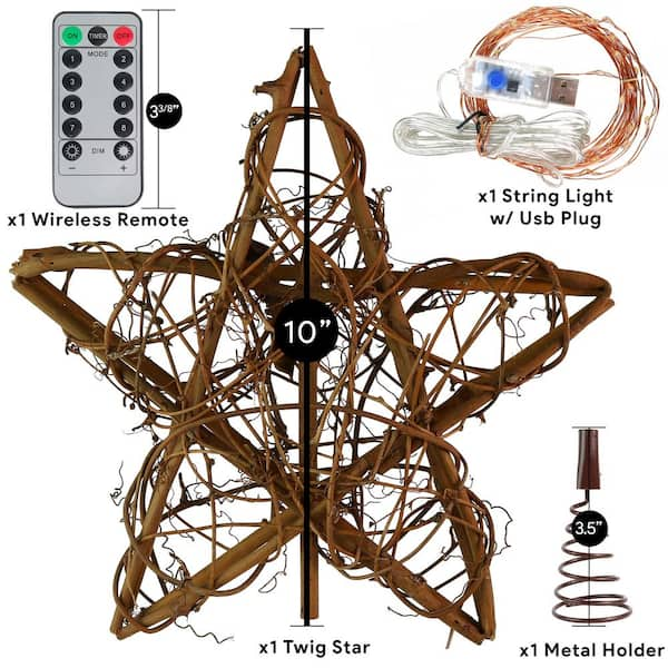 2 in 1 Satr Christmas Tree Topper With String Light,Smart App & Remote  Control, USB Plug in, 10 Meter 