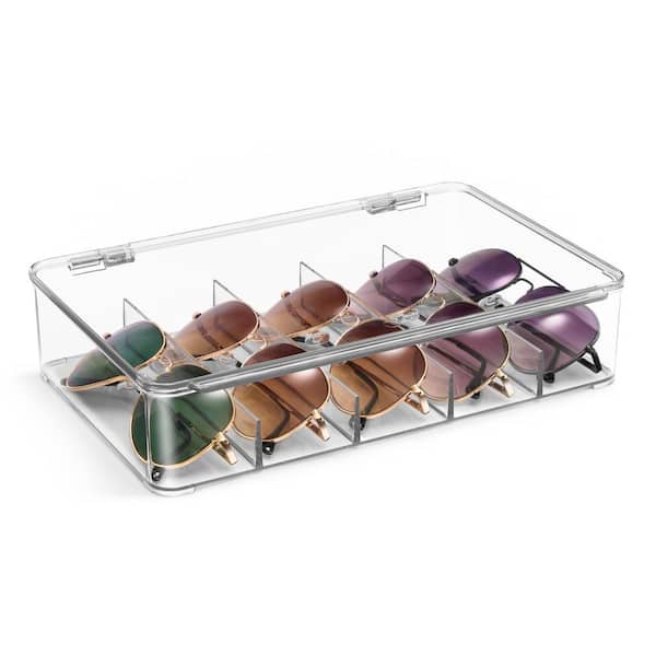 Clear Sunglasses Organizer and Eyeglass Storage Case with 5 Sections