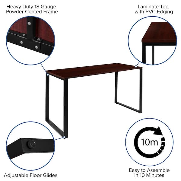 55 in. Rectangle Mahogany Laminate Computer Desk