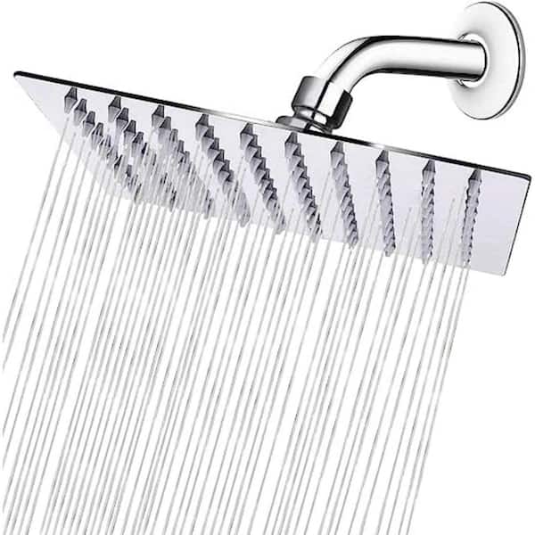 Unbranded Rain Shower head 3-Spray Patterns with 1.8 GPM 8 in. Wall Mount Rain Fixed Shower Head in Chrome Finish