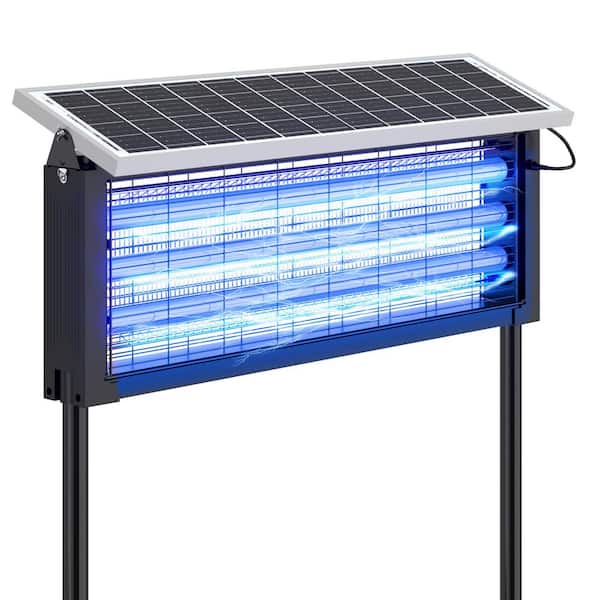 30-Watt Solar Bug Zapper Electric Outdoor Indoor Mosquito Killer Insect Pest Repellent w/ Hanging Chain and Ground Stake