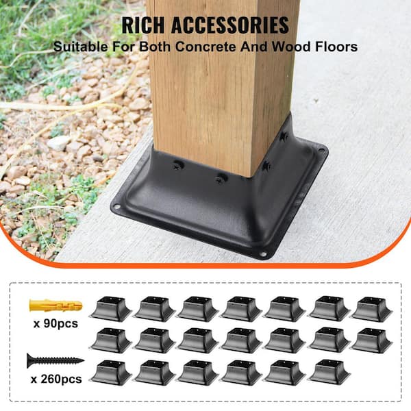 VEVOR 20-Pieces Post Base 4 in. x 4 in. Internal 3.6 in. x 3.6 in. Heavy-Duty Powder-Coated Steel Post Bracket