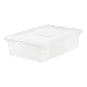 Set of 8 Storage Box Organizer Container Plastic 58 Qt Stackable Bin Lid  Clear 841342101129