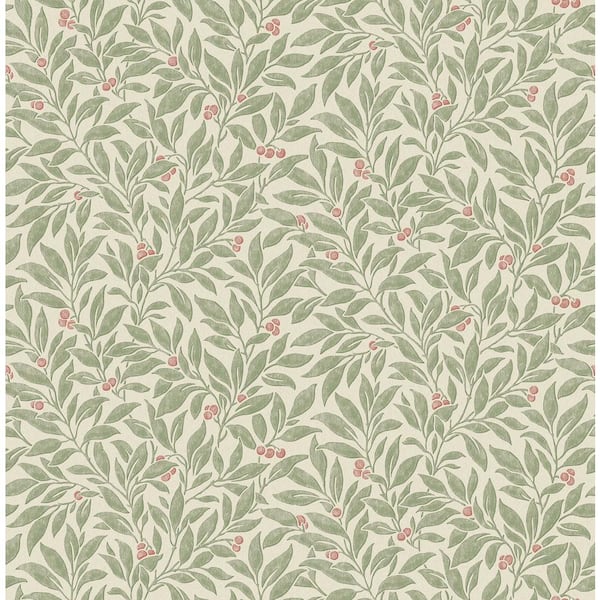 Advantage Green Winter Berry Vine Wallpaper Sample
