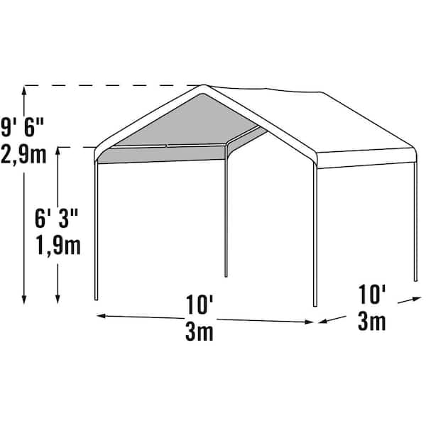 10 ft. W x 10 ft. H Max AP Compact, Fixed-Leg Canopy in White w/ Steel Frame, Best-in-Class Pipes, and Waterproof Fabric