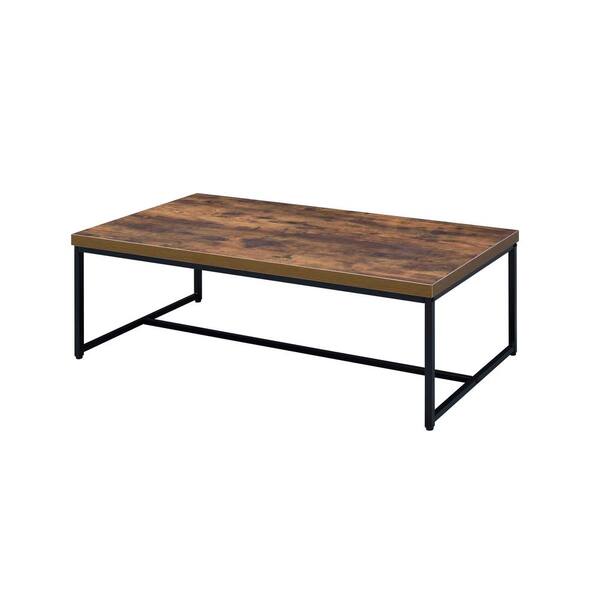 Acme Furniture Bob 47 in. Weathered Oak/Black Large Rectangle Wood Coffee Table 80615 The Home