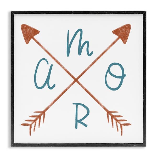 Stupell Industries Love with Crossed Arrows by SD Graphics Studio Black Framed Typography Giclee Art Print 17 in. x 17 in.