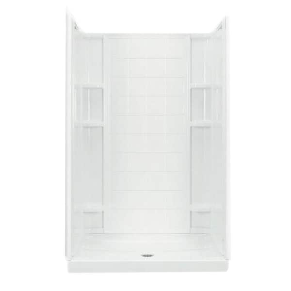 STERLING Ensemble 34 in. x 48 in. x 75.75 in. Shower Kit with Center Drain in White