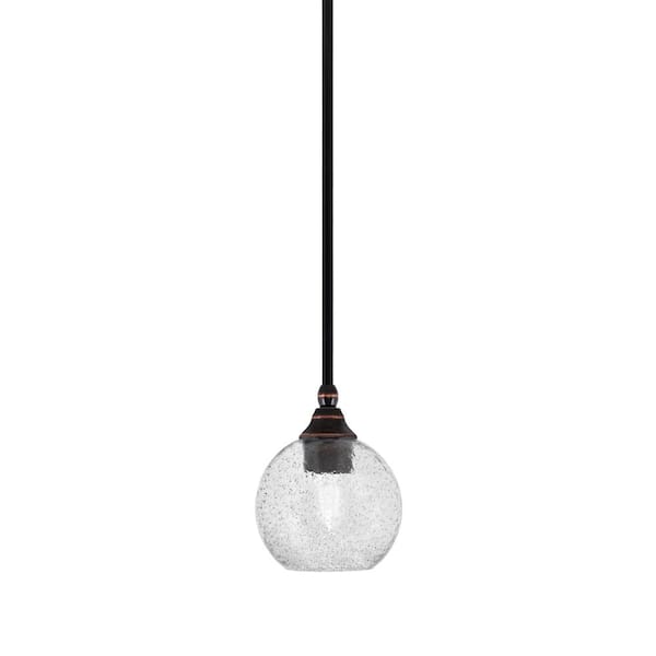 Unbranded Sparta 100-Watt 1-Light Black Copper Mini Pendant Light with Smoke Bubble Glass and Light Bulb Not Included