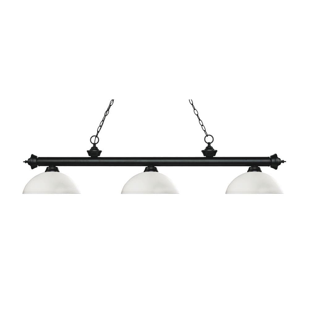 Riviera Matte Black and Antique Copper 3-Light Billiard Chandelier