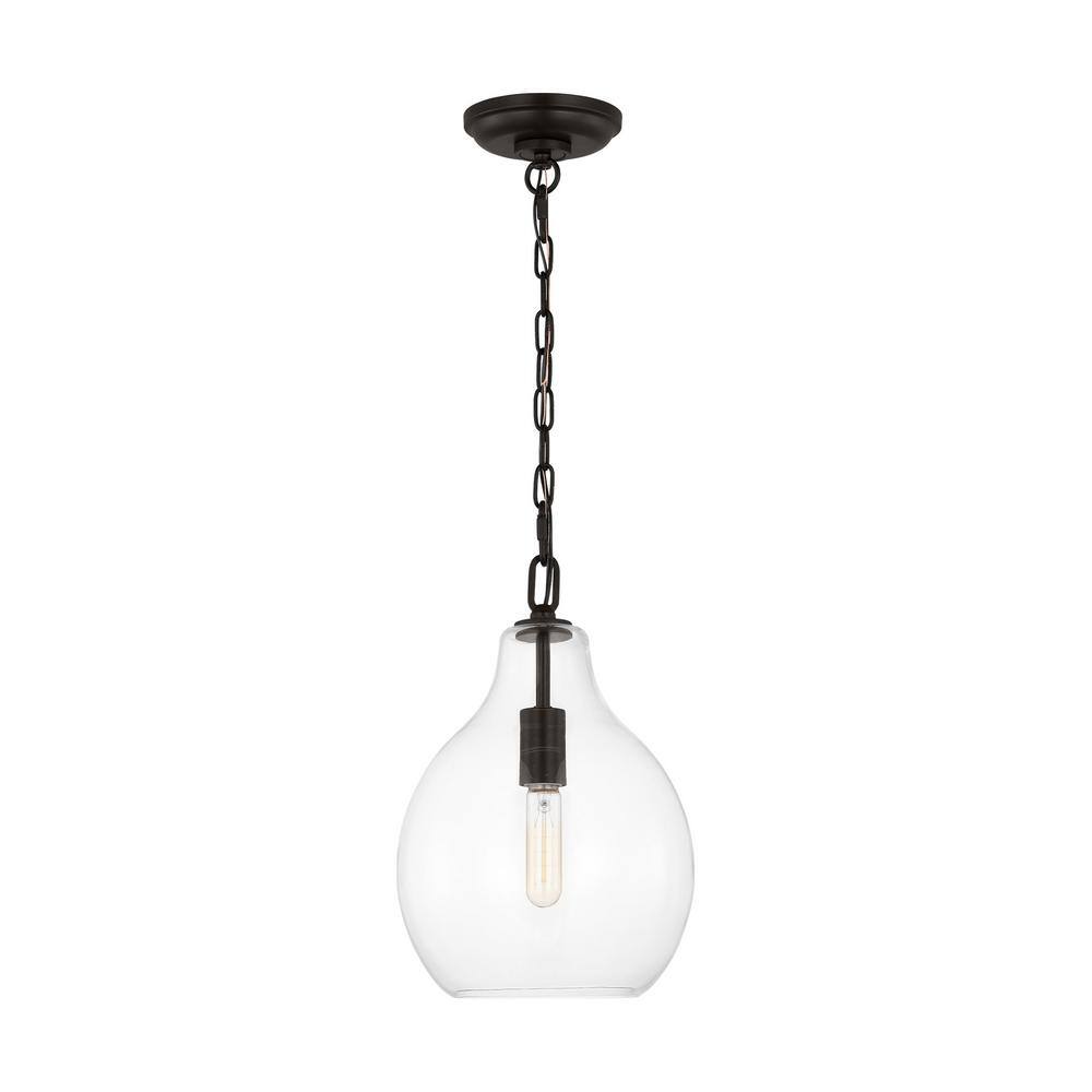 Aged Iron Clear Glass Teardrop Pendant Light