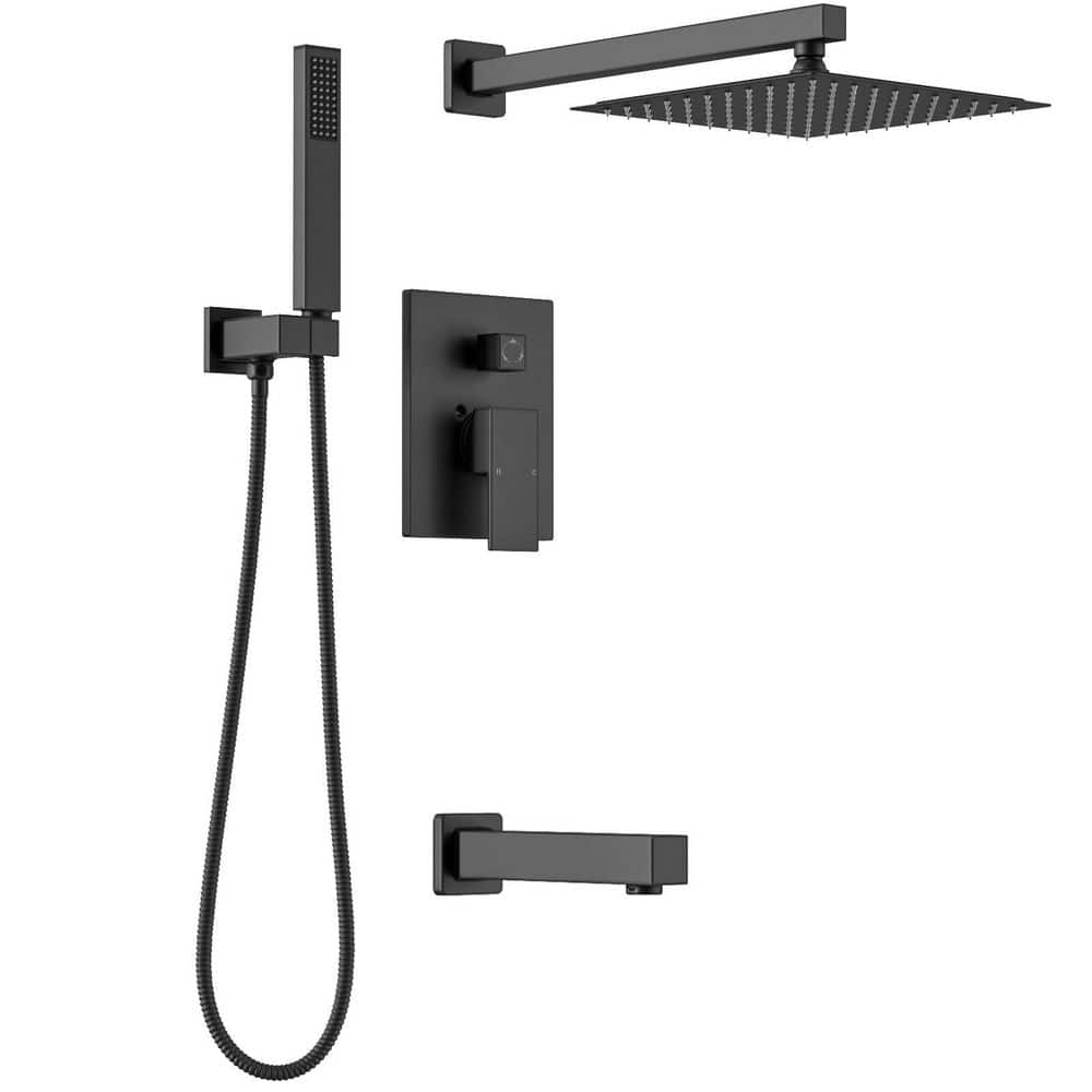 3-Setting Square Rain Shower and Tub Faucet System with Handheld Sprayer and Tub Spout, Complete Trim price history on PriceWatchPro