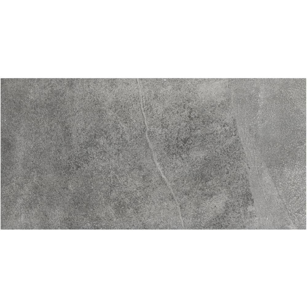 Delegate Dark Grey Matte 12 in. x 24 in. Color Body Porcelain Floor and Wal