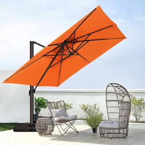 10 ft. x 10 ft. Square Cantilever Patio Umbrella with Weighted Base in Pumpkin