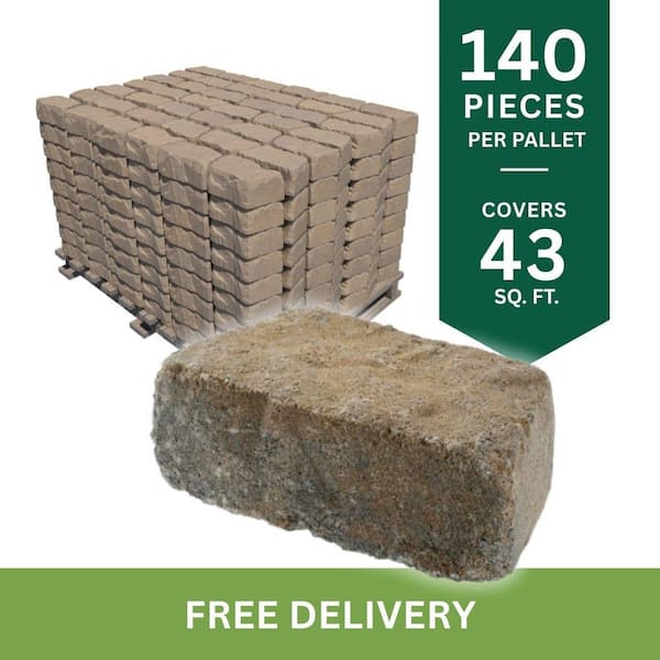 Beltis 4 in. x 11 in. x 6 in. Tan Charcoal Concrete Retaining Wall Block Pallet (140-Pieces/Pallet)