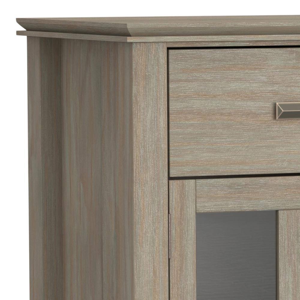 Distressed Gray Pine Sideboard Buffet with Antique Bronze Handles
