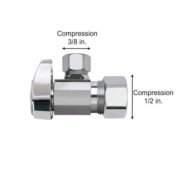 1/2 in. Comp Inlet x 3/8 in. Comp Outlet 1/4-Turn Angle Valve (5-pack)