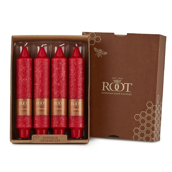 ROOT CANDLES 7 in. Timberline Collenette Red Dinner Candle (Box of 4)