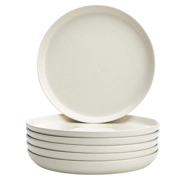 10 In. Ceramic Dinner Plates Set of 6, Round Salad Plates, Dove Gray - Dishwasher, Microwave Oven Safe