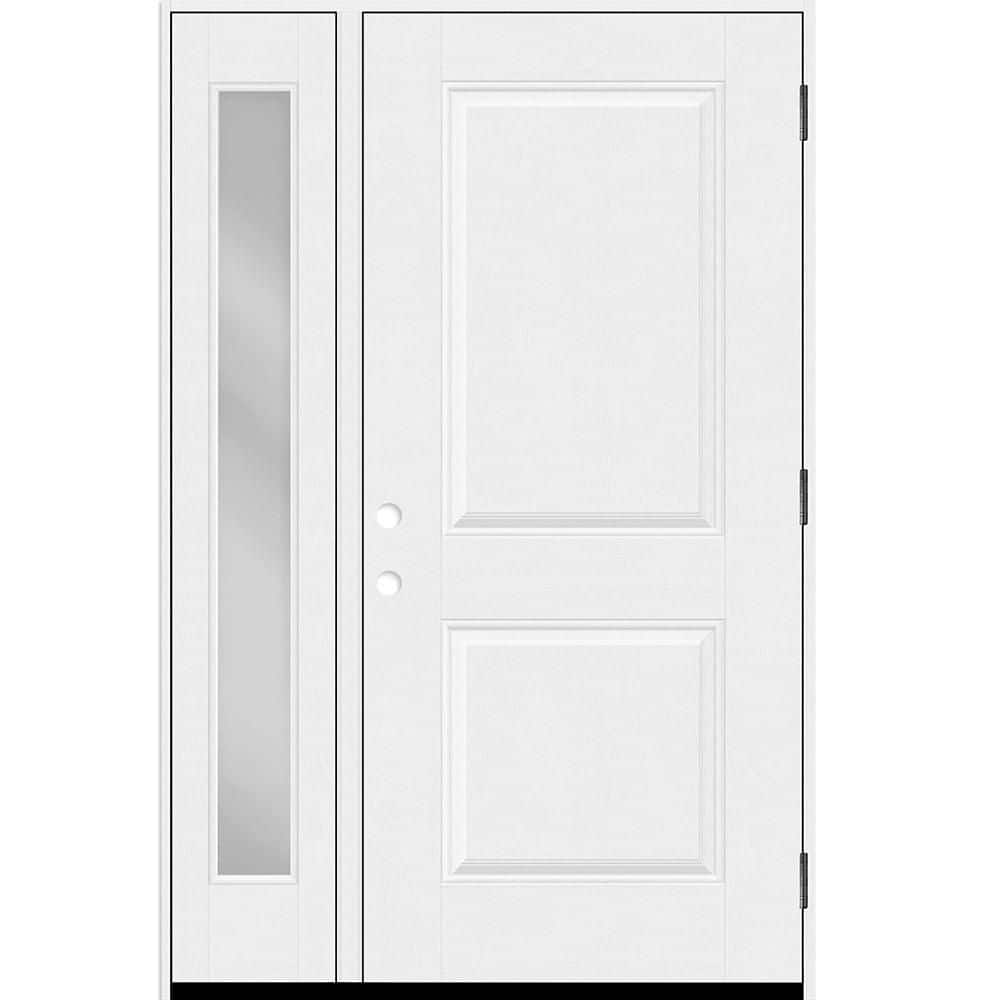 Regency 49 in. x 80 in. 2P Squaretop LHOS Unfinished White Mahogany Fiberglass Prehung Front Door w/Clear10in. SL 4-9/16 price history on PriceWatchPro