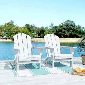 Addison 2-Pack Weather Resistant Outdoor Patio Plastic Folding Adirondack Chair in White