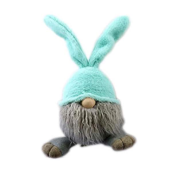 HomeRoots Jute Blue and Gray Fabric Bunny Ears Standing Gnome
