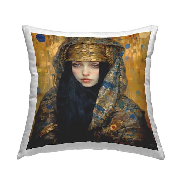 Stupell Industries Luxurious Geometric Fashion Gold Geometric Polyester 18 in. x 18 in. Throw Pillow