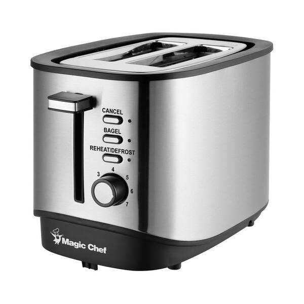 Magic Chef 2-Slice Stainless Steel Wide Slot Toaster with Crumb Tray