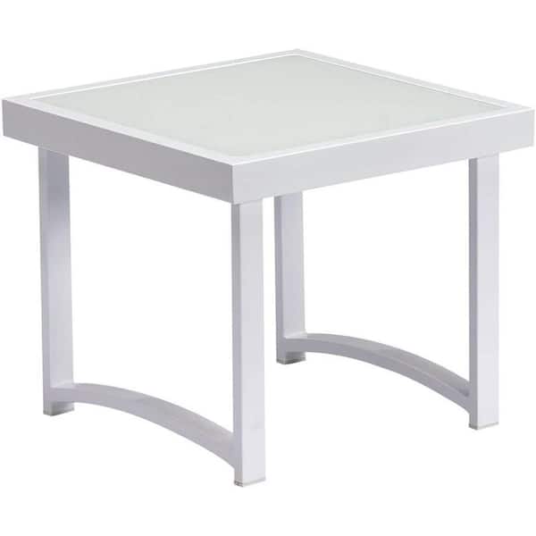 TIRAMISUBEST White Square Aluminum 19" x 16.5" Outdoor Side Table End Table