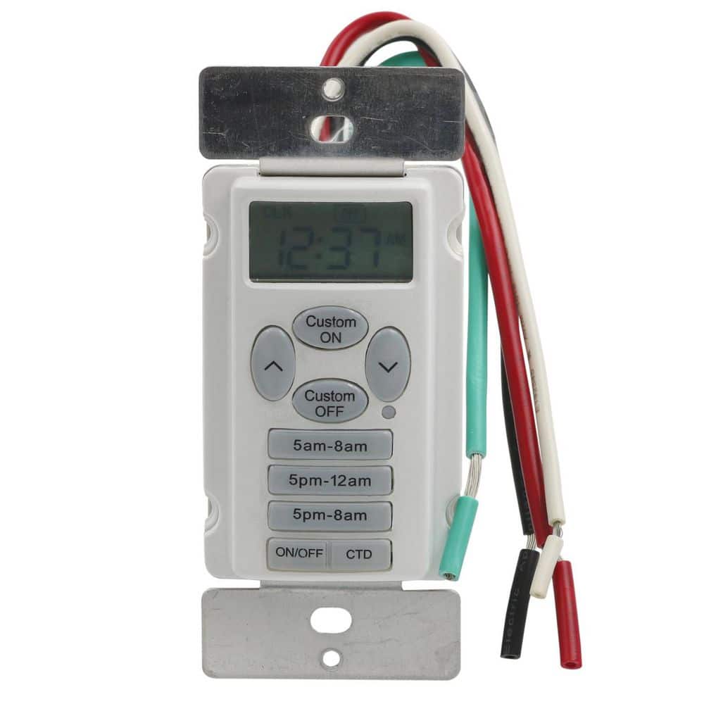 EZ-SET 24 Hour Indoor Digital In Wall Timer 125-Volts White 3001322 ...