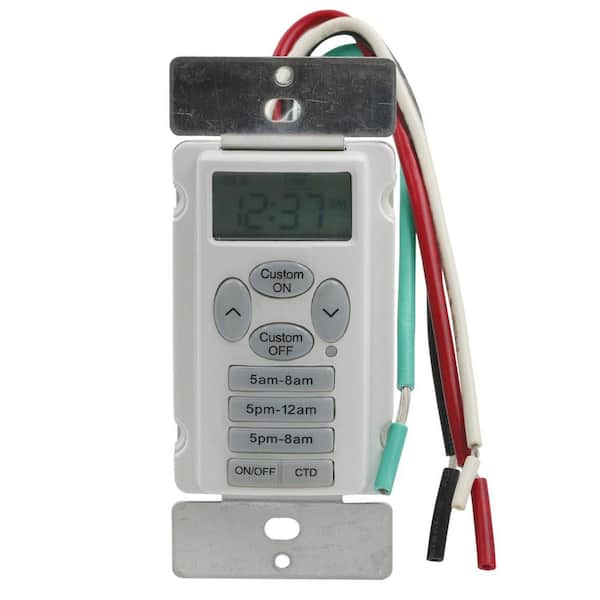 EZ-SET 24 Hour Indoor Digital In Wall Timer 125-Volts White 3001322 ...