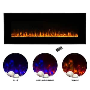 54 in. LED Fire and Ice Electric Fireplace with Remote in Black
