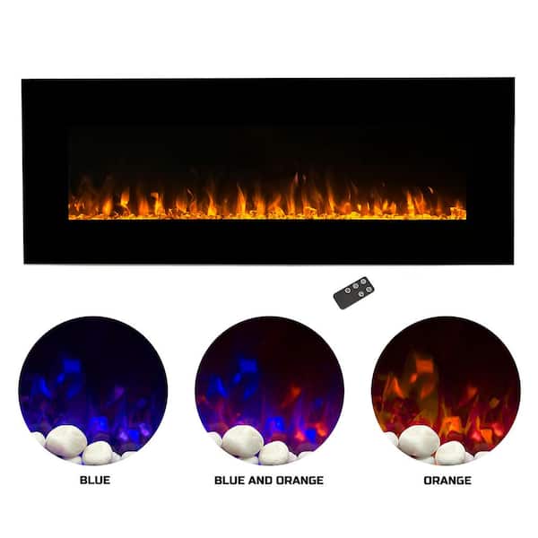 Northwest 54 in. LED Fire and Ice Electric Fireplace with Remote in Black
