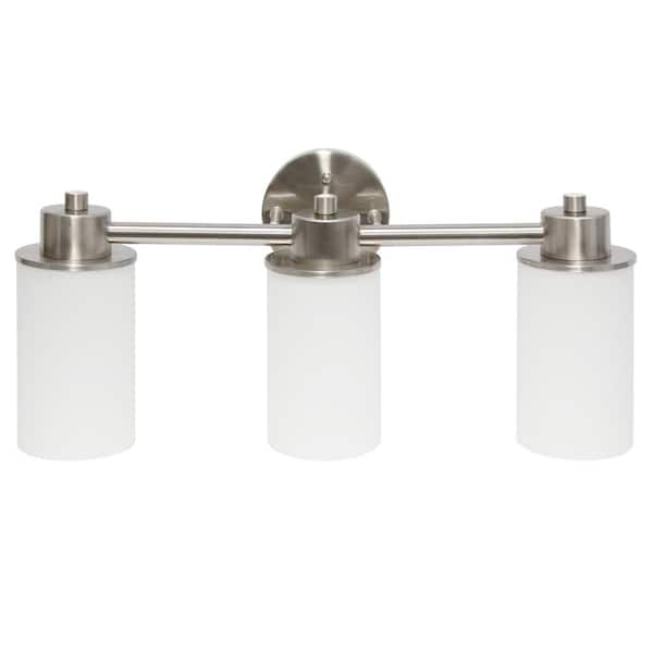 Simple Designs 20 75 In 3 Light Brushed Nickel Modern Metal And Milk   Brushed Nickel Vanity Lighting Vt1024 Bsn 64 600 