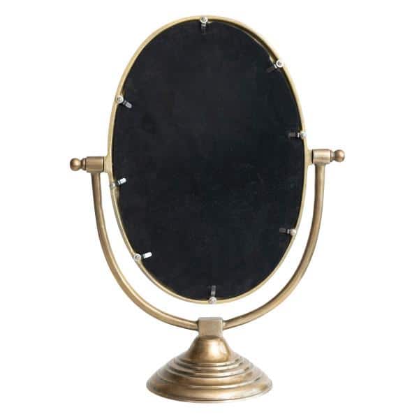 Antique Brass Oval Swivel Vanity Mirror with Aluminum Frame