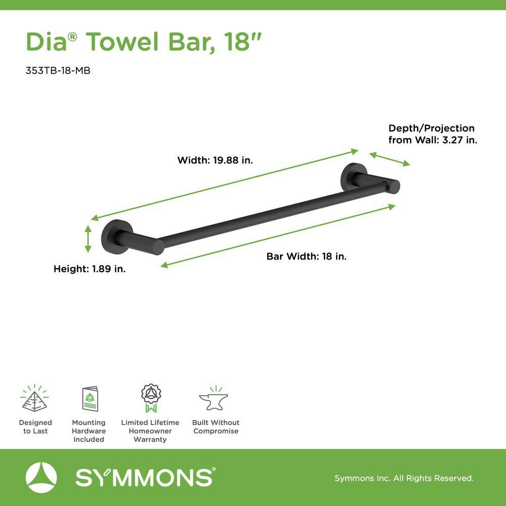 Matte Black 18" Wall Mounted Metal Towel Bar