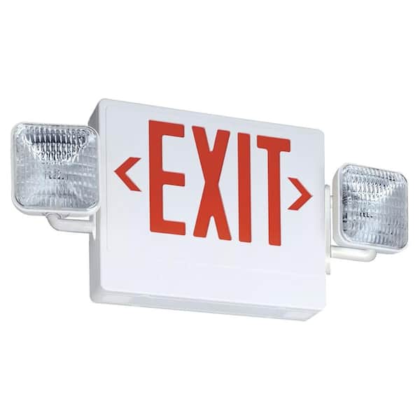 Lithonia Lighting Contractor Select ECR 120/277-Volt Integrated LED White and Red Exit Emergency Combo with Battery