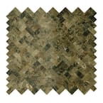 Moka Brown 12.09 in. x 11.65 in. x 5 mm Stone Self-Adhesive Wall Mosaic Tile